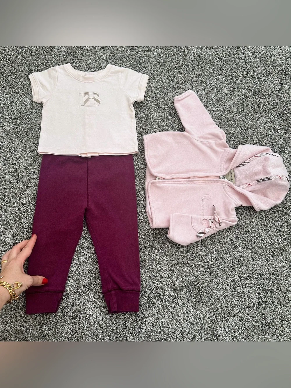 0-3 Months NB Authentic BURBERRY Baby Girls Set Jacket Top Leggings Ice Pink Lot